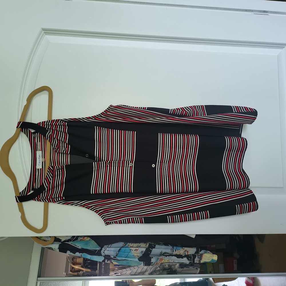 Calvin Klein striped button down halter top
